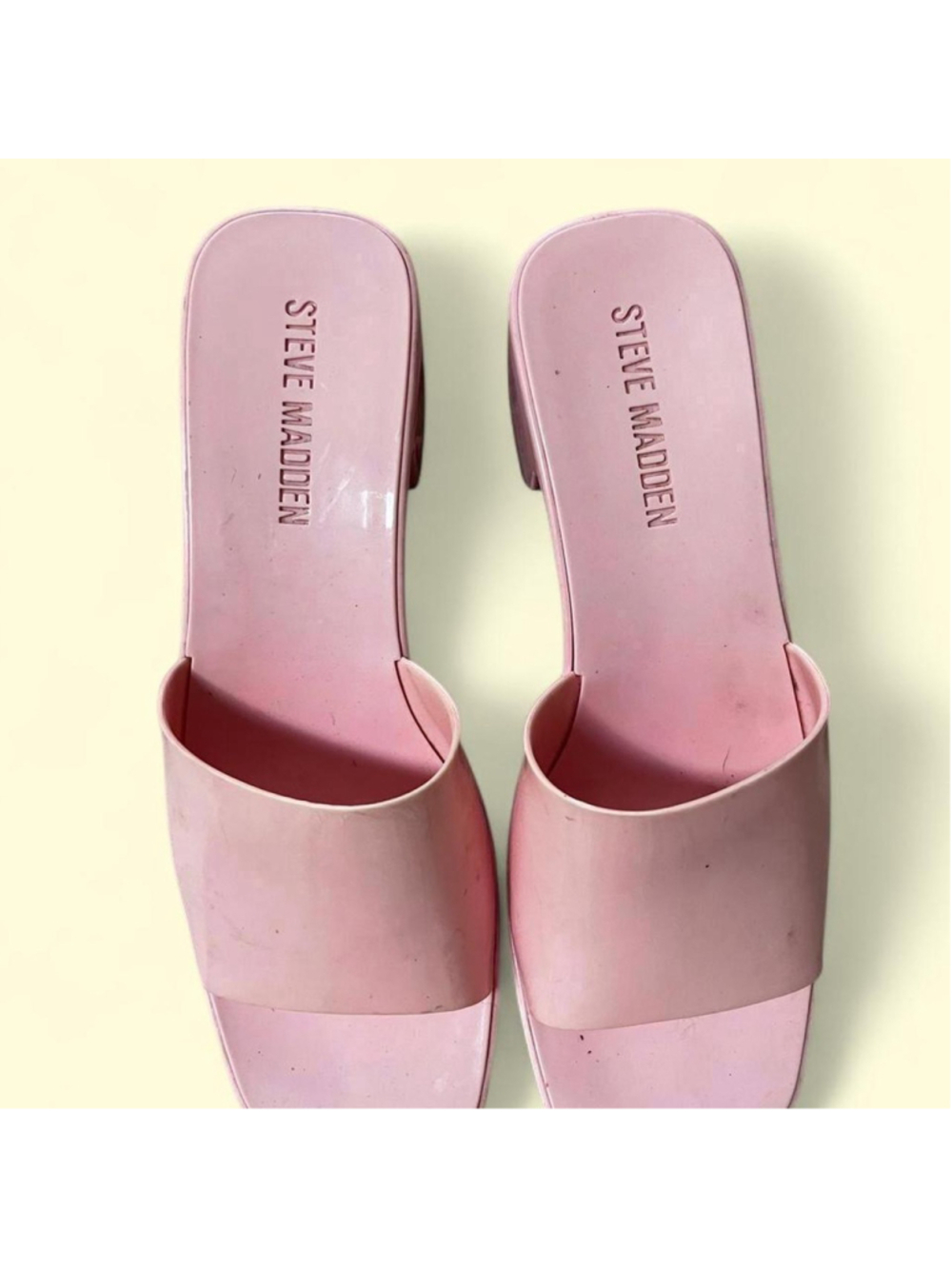 Steve Madden pink platform slide heels 💗 chunky block heel + square toe